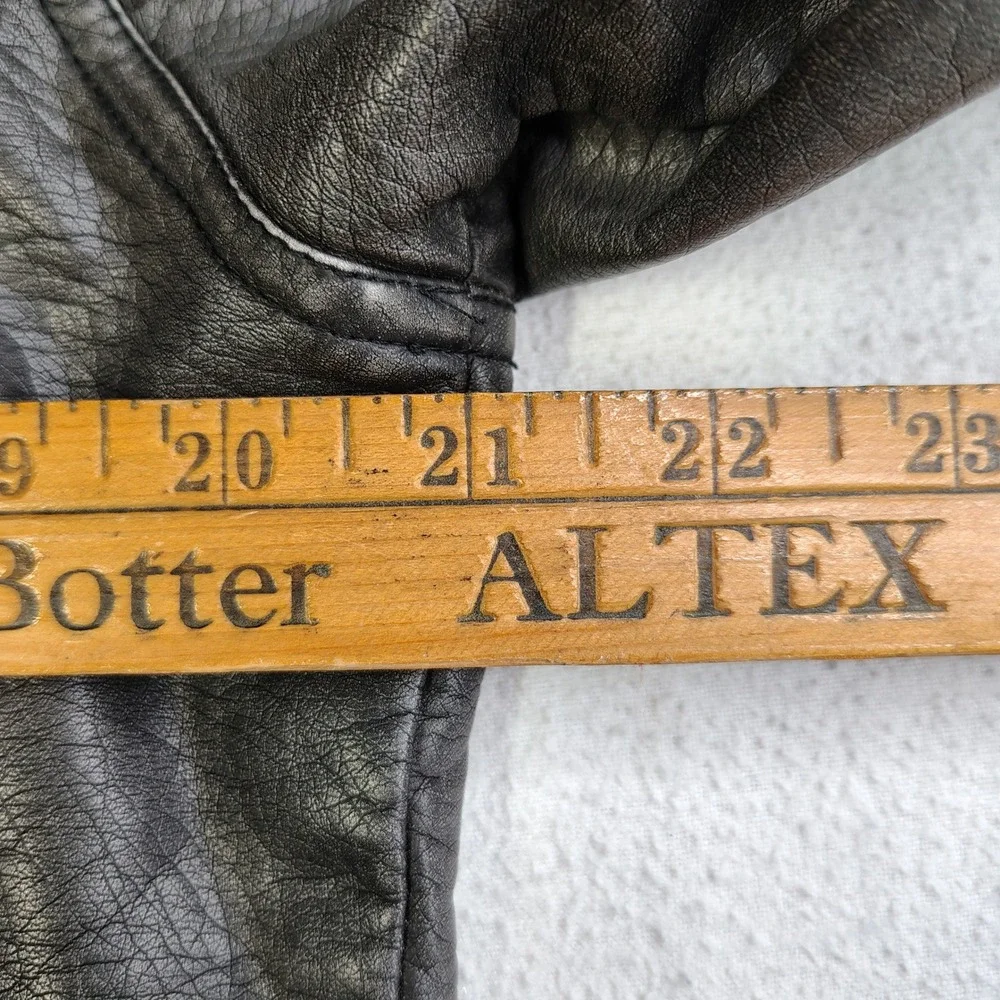 Cruel Womens Faux Leather Biker Jacket Metallic Black Leopard Lining XL - Picture 8 of 15